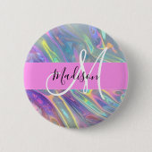Name der Girly Rainbow Holographic Iridesgram Mono Button (Vorderseite)
