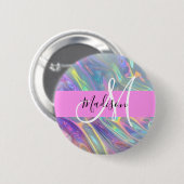 Name der Girly Rainbow Holographic Iridesgram Mono Button (Vorne & Hinten)
