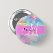 Name der Girly Rainbow Holographic Iridesgram Mono Button (Vorne & Hinten)