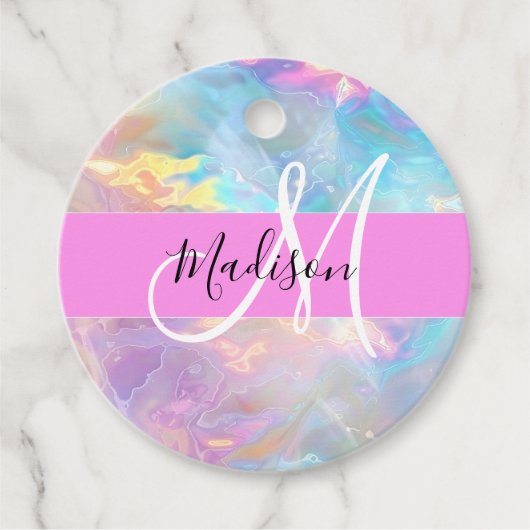 Name der Girly Rainbow Holographic Iridesgram Mono Geschenkanhänger (Vorderseite)