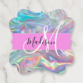 Name der Girly Rainbow Holographic Iridesgram Mono Geschenkanhänger (Rückseite)