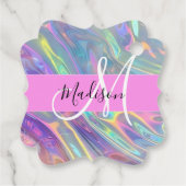 Name der Girly Rainbow Holographic Iridesgram Mono Geschenkanhänger (Rückseite)