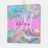 Name der Girly Rainbow Holographic Iridesgram Mono Keramikornament (Links)