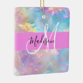 Name der Girly Rainbow Holographic Iridesgram Mono Keramikornament (Rechts)