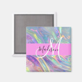 Name der Girly Rainbow Holographic Iridesgram Mono Magnet (Vorderseite/Rückseite)