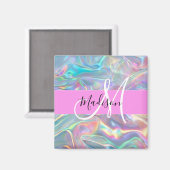 Name der Girly Rainbow Holographic Iridesgram Mono Magnet (Vorderseite/Rückseite)