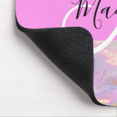 Name der Girly Rainbow Holographic Iridesgram Mono Mousepad (Ecke)