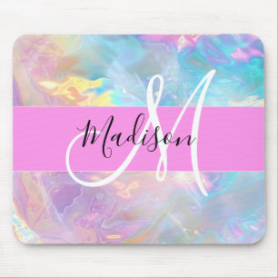 Name der Girly Rainbow Holographic Iridesgram Mono Mousepad