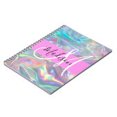 Name der Girly Rainbow Holographic Iridesgram Mono Notizblock (Linke Seite)