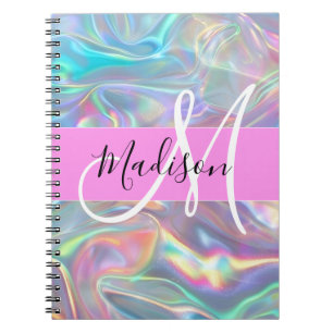 Name der Girly Rainbow Holographic Iridesgram Mono Notizblock