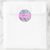 Name der Girly Rainbow Holographic Iridesgram Mono Runder Aufkleber (Tasche)