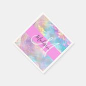 Name der Girly Rainbow Holographic Iridesgram Mono Serviette (Ecke)