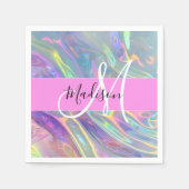 Name der Girly Rainbow Holographic Iridesgram Mono Serviette (Vorderseite)