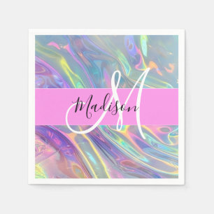 Name der Girly Rainbow Holographic Iridesgram Mono Serviette