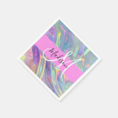 Name der Girly Rainbow Holographic Iridesgram Mono Serviette (Ecke)