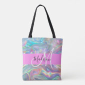 Name der Girly Rainbow Holographic Iridesgram Mono Tasche (Rückseite)