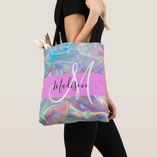 Name der Girly Rainbow Holographic Iridesgram Mono Tasche (Von Nahem)