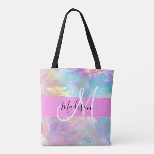 Name der Girly Rainbow Holographic Iridesgram Mono Tasche (Rückseite)