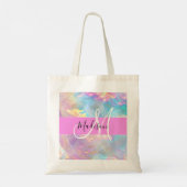 Name der Girly Rainbow Holographic Iridesgram Mono Tragetasche (Rückseite)