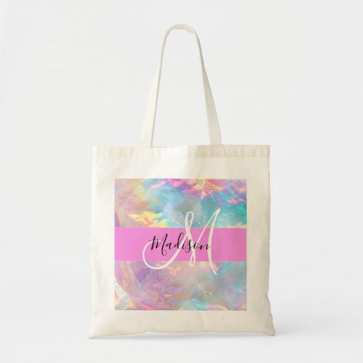 Name der Girly Rainbow Holographic Iridesgram Mono Tragetasche (Vorne)