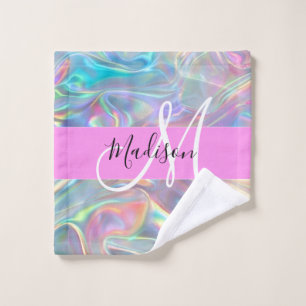 Name der Girly Rainbow Holographic Iridesgram Mono Waschlappen