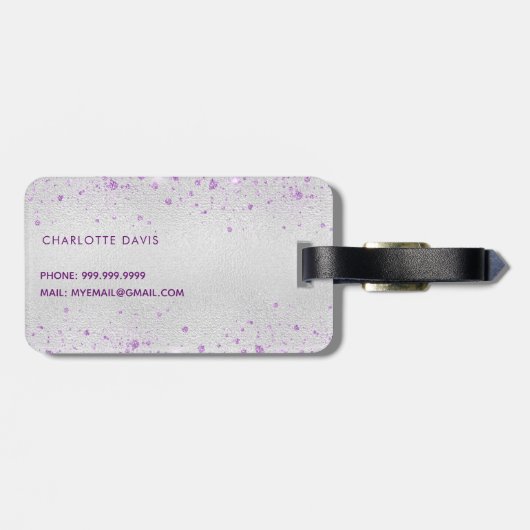 Name der Glitzern Gepäckanhänger (Rückseite horizontal)