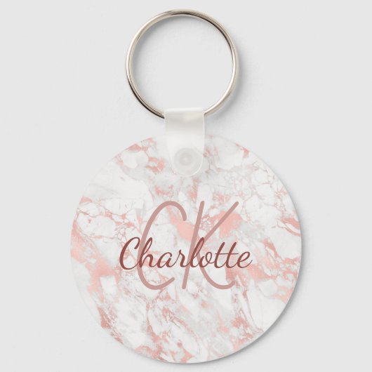 Name der goldenen Monogramm-Rose aus Marmor Schlüsselanhänger (Vorderseite)