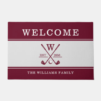 Name der Golf Monogram-Familie Burgundy Gray Fußmatte