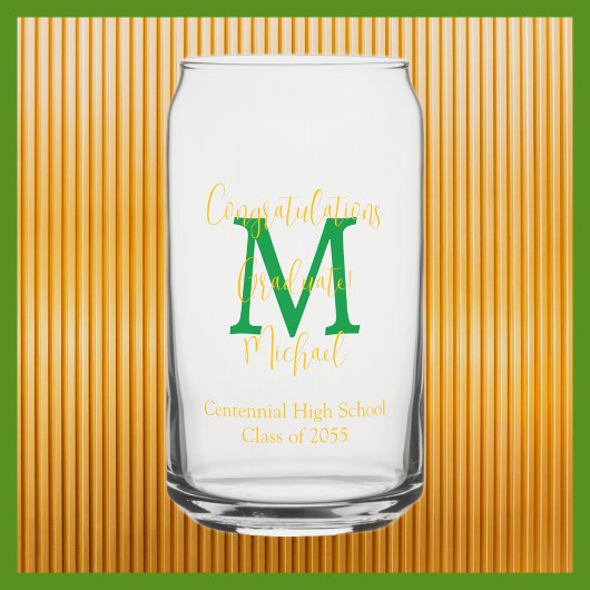 Name der Graduierungspartei Green Monogram Gold Na Dosenglas