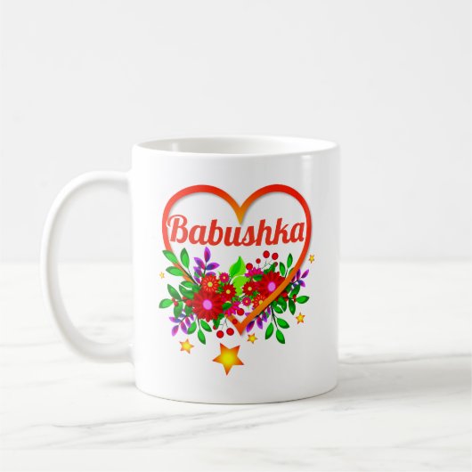 Name der Großmutter ändern - Babushka Herz und Blu Kaffeetasse (Links)