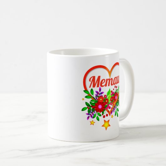 Name der Großmutter ändern - Memaw - Herz und Blum Kaffeetasse (VorderseiteRechts)