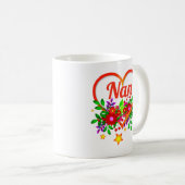 Name der Großmutter ändern - Nan - Herz und Blume Kaffeetasse (VorderseiteRechts)