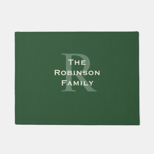 Name der Grün- und Tan-Familie Mit Monogramm Fußmatte (Vorderseite)