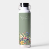 Name der grünen farbigen Wildblumen Trinkflasche (Vorne)