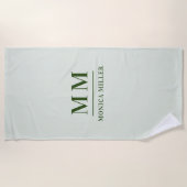 Name der grünen Monogramm-Initialen Strandtuch (Vorderseite)