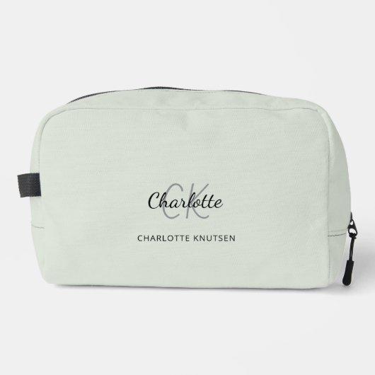 Name der grünen Monogramm-Initialen Waschbeutel (Vorderseite)