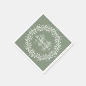 Name der grünen, neu verheirateten, Kraut-Monogram Serviette (Ecke)