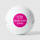 Name der heißen rosa Monogramm Golfball (Vorderseite)