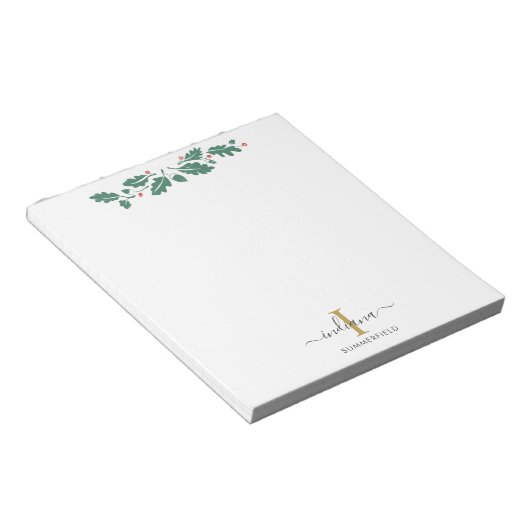 Name der Holidays Monogram Script Notizblock (angewinkelt)