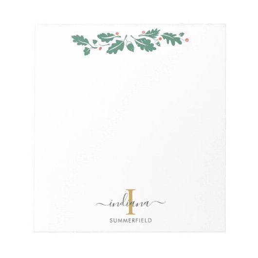 Name der Holidays Monogram Script Notizblock (Vorderseite)