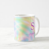 Name der Holografischen Iridescent-Rainbow-Monogra Kaffeetasse (VorderseiteRechts)