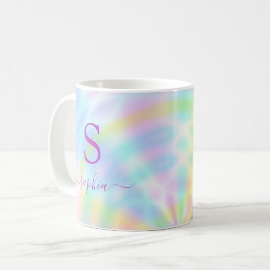 Name der Holografischen Iridescent-Rainbow-Monogra Kaffeetasse (Vorderseite Links)
