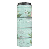 Name der Holzmonogramm-Ältere mit Hydrangea Bloom Thermosbecher (Rückseite)