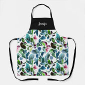 Name der hübschen botanischen Aquarellfarben-Blume Schürze (Vorderseite)