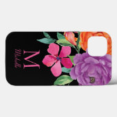 Name der hübschen floralen Monogramm Case-Mate iPhone Hülle (Rückseite (Horizontal))
