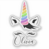 Name der hübschen Pastel Unicorn Aufkleber (Vorderseite)