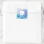 Name der hübschen Wasserfarbe Blau Lila Quadratischer Aufkleber (Tasche)