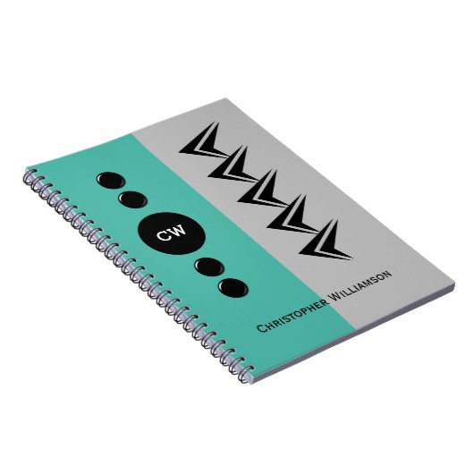 Name der Initialen aquamarin und grau hinzufügen Notizblock (Rechte Seite)