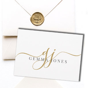 Name der Initials für das elitäre Script-Gold-Mono Mitteilungskarte