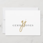 Name der Initials für das elitäre Script-Gold-Mono Mitteilungskarte (Vorderseite)